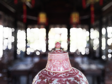 SUZHOU, CHINA - APR 1, 2016: Flowers at one of the pavilions of The Humble Administrator's Garden, a Chinese garden in Suzhou, a UNESCO World Heritage Siteのeditorial素材