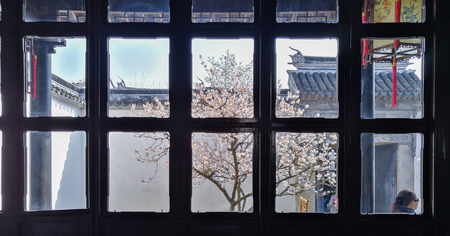 Chinese traditional garden at Suzhou in Chinaのeditorial素材