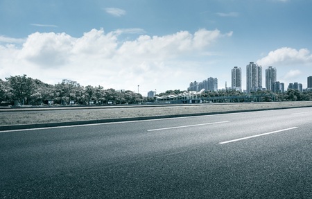 city building and roadの写真素材