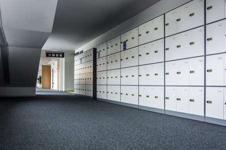 A row of school lockers.のeditorial素材