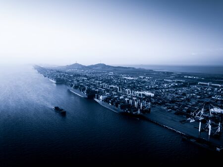 the container in sunsetの写真素材