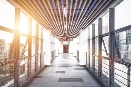 Hall of business building with light from windowのeditorial素材