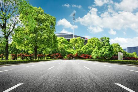 Panorama of a beautiful city parkの写真素材