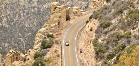 Twisting Moutain Road in Southwest Arizonaの写真素材