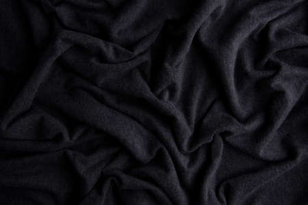 Black cloth background and texture, Grooved of black fabric abstractの写真素材