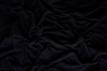 Black cloth background and texture, Grooved of black fabric abstractの写真素材