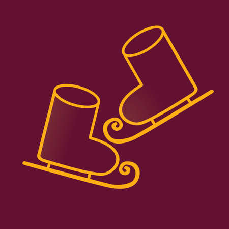 golden christmas skates vector illustration, outline style, isolatedのイラスト素材