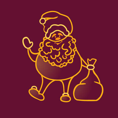 golden santa claus vector illustration, christmas, outline style, isolatedのイラスト素材