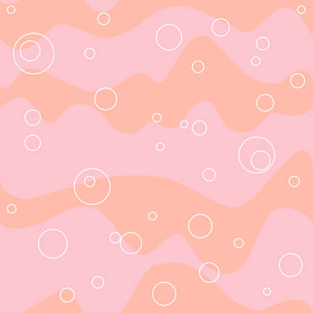 seamless pattern with blue bubbles and pink, orange wavesのイラスト素材