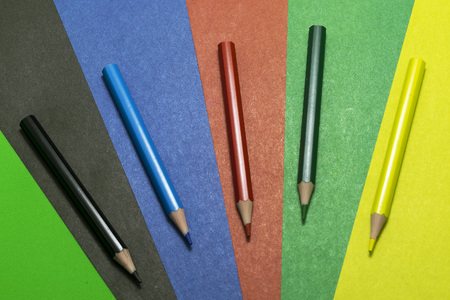 Background of colored paper.Colorful background. Colored pencilsの写真素材