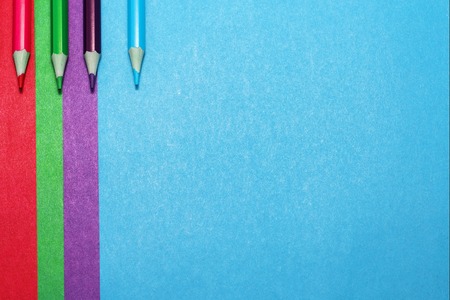 Background of colored paper.Colorful background. Colored pencilsの写真素材