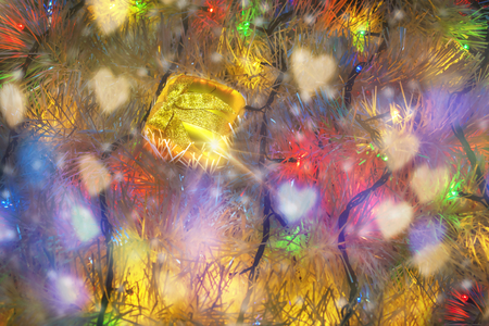 Christmas present and color Garlandの写真素材