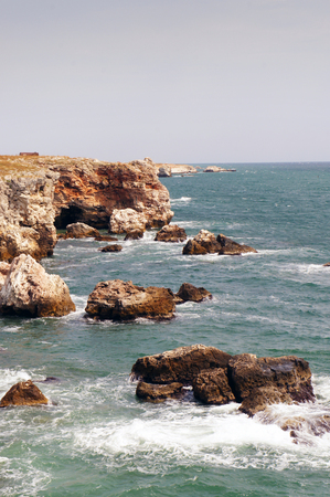 Rocky coastline over Black Seaの写真素材