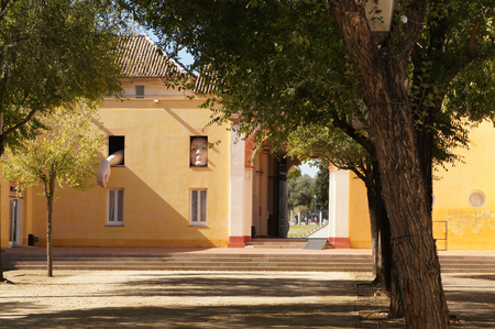 Patio of the Monastery of Santa Maria de las Cuevas in Cartuja (Sevilla), Spain. Formerly the monastery, the ceramic factory of tiles and the modern art museum.の写真素材