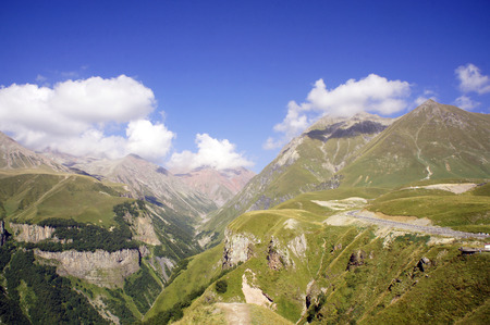 Mountains in clods at War Road in Georgiaの写真素材