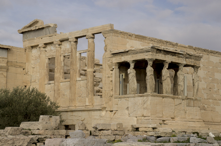 Greek temple of Erechteion on the Acropolis in Athensの写真素材