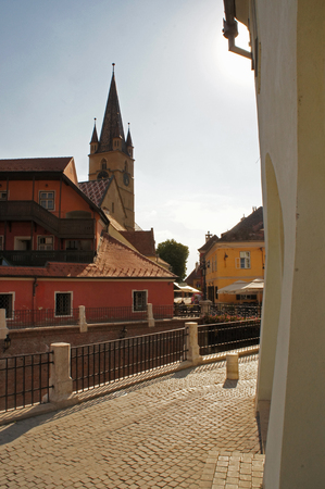 City walk in Sibiu, Romaniaの写真素材