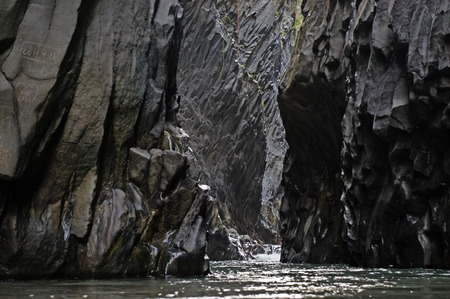 View of Alcantara Canyon in Sicily, Italyの写真素材