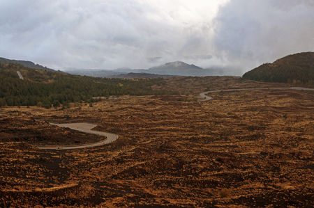 Road leading to Mount Etna cable car, Sicily, Italyの写真素材