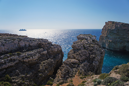 Rocky cliffs on Comino Island (Kemmuna), Maltaの写真素材