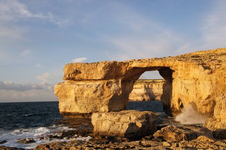 Azure Window (it-Tieqa Å»erqa) in Dwejra, San Lawrenz, Gozo, Malta before it collapsed in 2017の写真素材