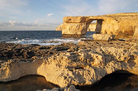 Azure Window (it-Tieqa Å»erqa) in Dwejra, San Lawrenz, Gozo, Malta before it collapsed in 2017の写真素材