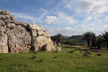 Ancient Megalithic temples in Ggantija, Gozo, Malta - UNESCO listed archeological siteの写真素材