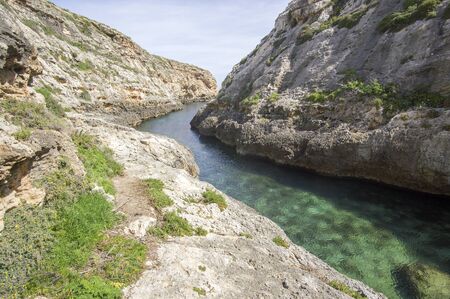 Ghasri Valley (Wied il Ghasri) - hidden gorge in Gozo, Maltaの写真素材
