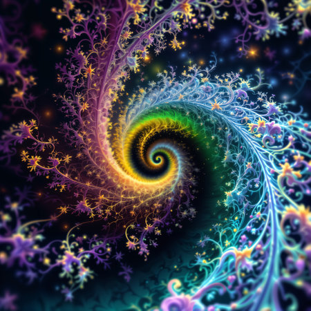 Infinite Fractal art background, Detailed endless repeating patterns, Goldの写真素材