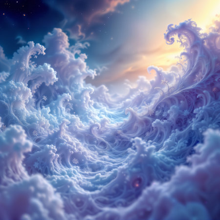 White ocean fractal art, abstract Infinite Fractal art background, Detailed endless repeating patternsの写真素材