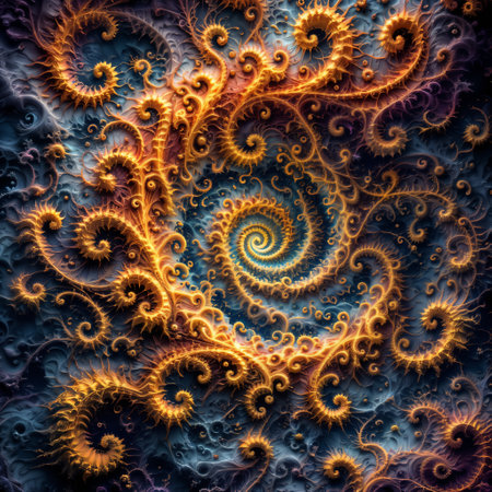 Ai generated Infinite Fractal art background, Detailed endless repeating patterns, Goldの写真素材