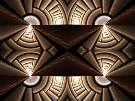 Brown mesh texture disk pieces(computer generated, fractal abstract background)の写真素材