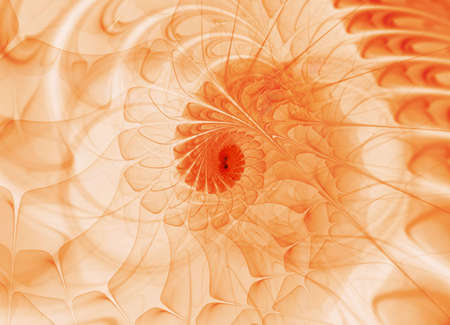 Layered, spiked orange spirals (computer generated, fractal abstract background)