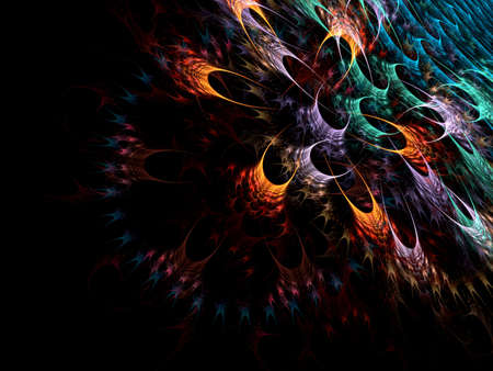 Layered colorful shapes (computer generated, fractal abstract background)の写真素材
