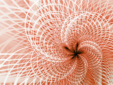 Deep peach coloring accentuated with loop texture (computer generated, fractal abstract background)の写真素材