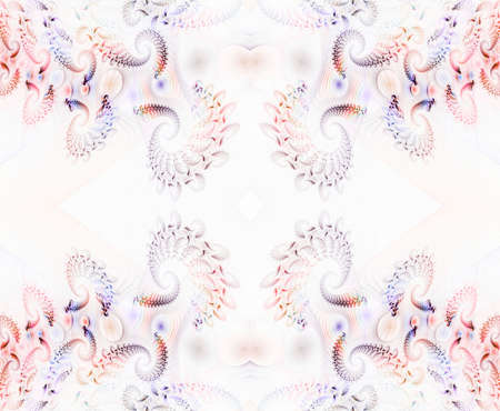 Layered intricate curls (computer generated, fractal abstract background)の写真素材