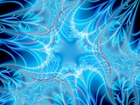 Bright hues of blue forming lines and texture (computer generated, fractal abstract background)の写真素材