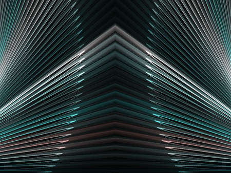Angular apex accentuated with spikes fanning (computer generated, fractal abstract background)の写真素材