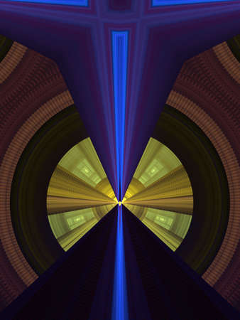 Deep colored, geometric illusion design (computer generated, fractal abstract background)