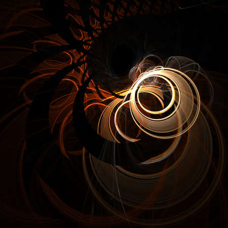 Brown and cream colored, curving, layered fiber rings pattern (fractal abstract background)