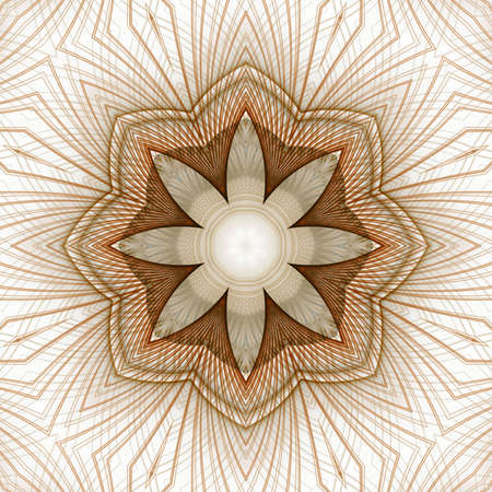 Woven threads in flower petal, kaleidoscopic effect - fractal abstract backgroundの写真素材