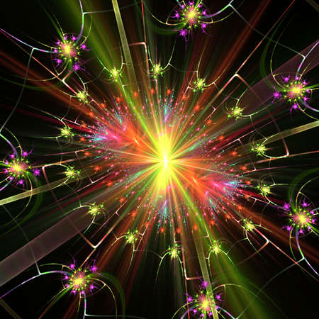 Festive, bright colorful blends of streaking textures - fractal abstract backgroundの写真素材
