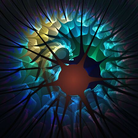 Colorful layers of spiny textures and shapes - fractal abstract background