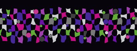 Abstract seamless pattern of colored elements. Drawing the order of the chess grid. Colored squares with distortions. Abstract geometric colorful background.のイラスト素材
