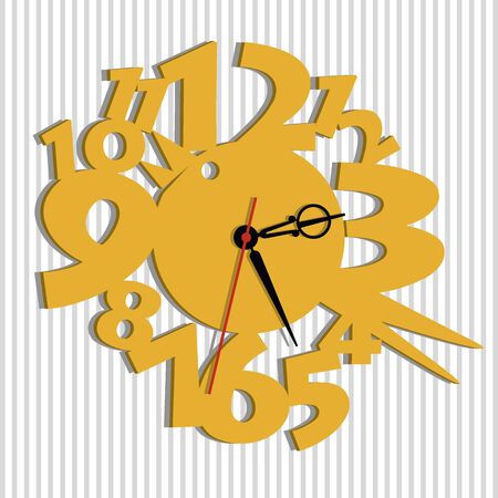 Wall clock. Vector template of children's watches. The basis of the clock for the children's room. Illustration of a cute bird and big numbers.のイラスト素材