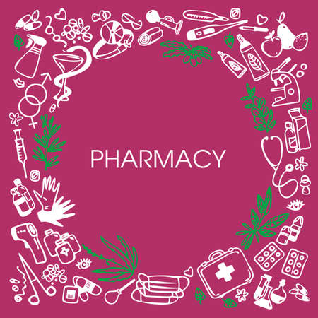 Pharmacy. Background with medical symbols.のイラスト素材