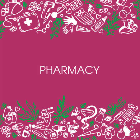 Pharmacy. Background with medical symbols.のイラスト素材