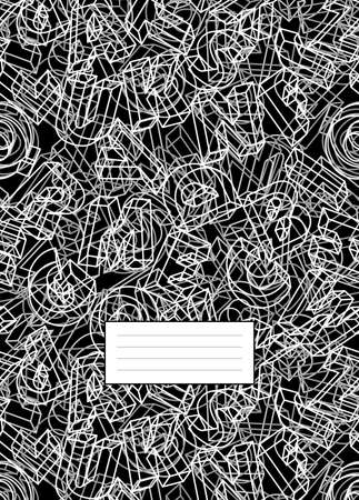 Composition Notebook, College Notebooks, School Notebook. Design cover book. style. Geometric letters of the alphabet. 3d isometric alphabetic font.の写真素材