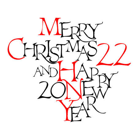 Merry Christmas 2022. happy New Year. Calligraphic text.のイラスト素材