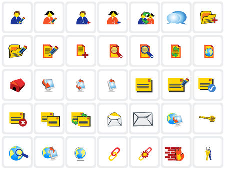 Vector illustration of 35 colored network icons setのイラスト素材